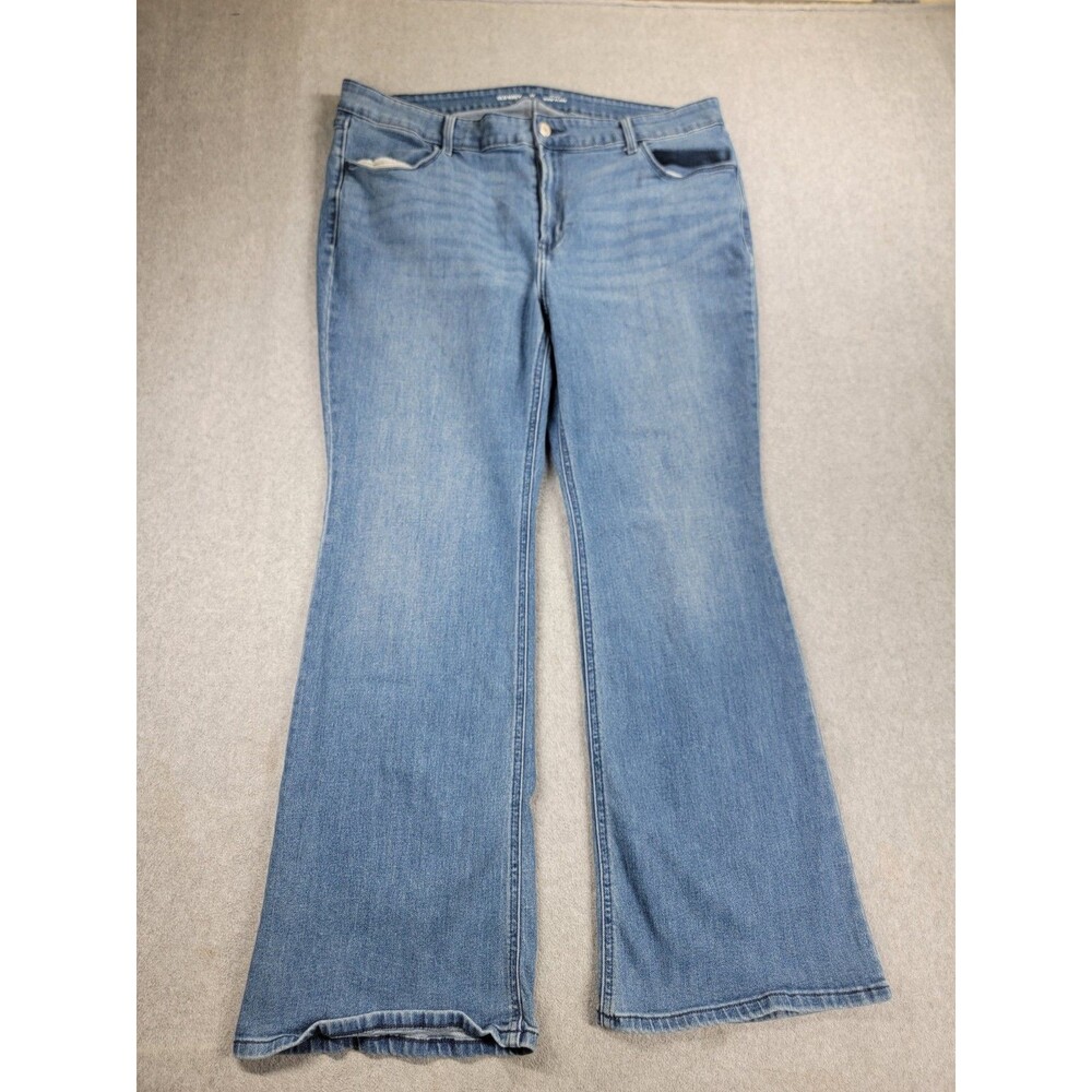 Old Navy Jeans Womens 20P Petite 38x29 Flare Blue High Rise Stretch Boho‎ Hippie